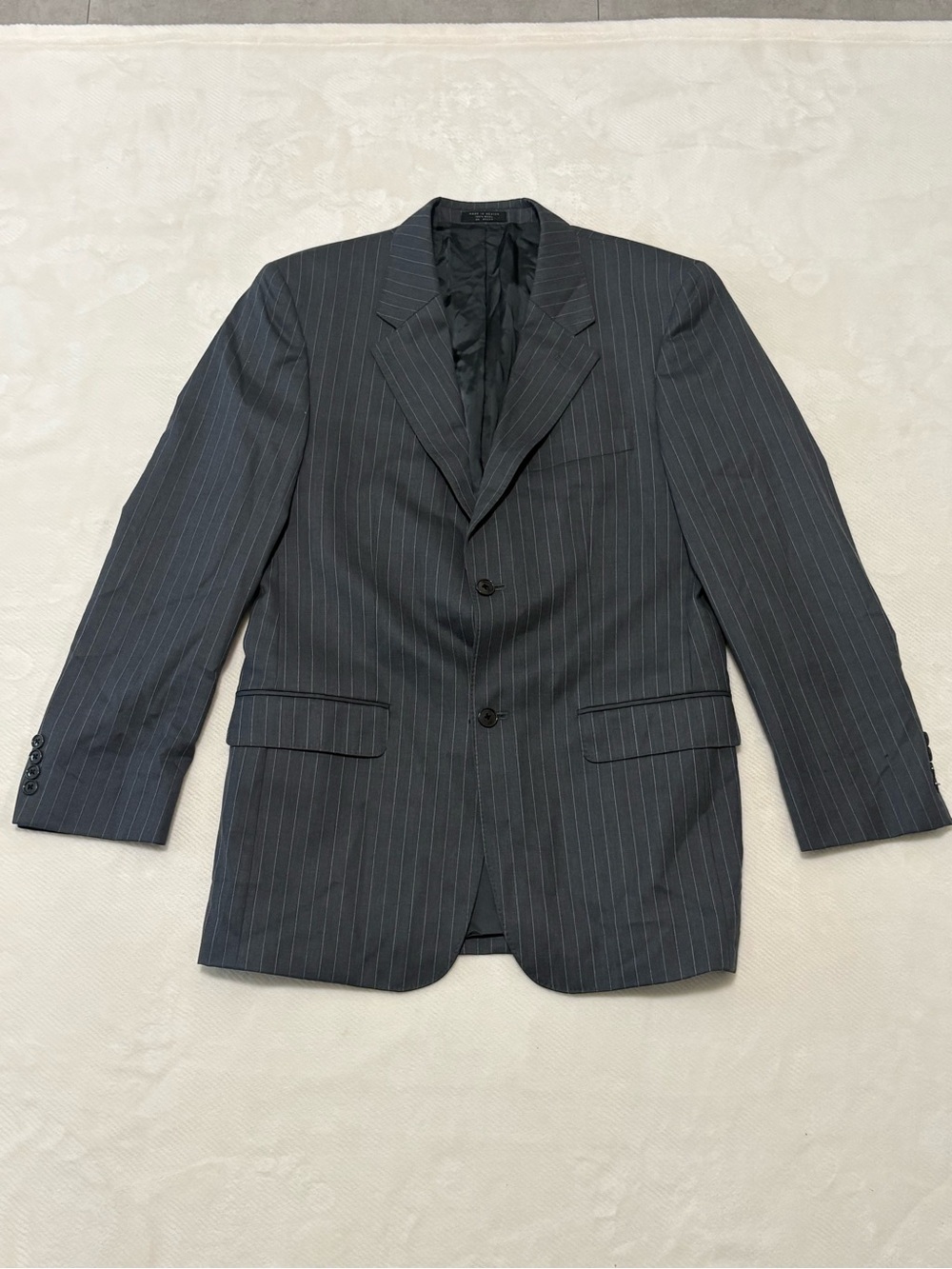 Men's Pinstripe Two-Button Blazer - Black